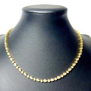 925 Sterling White CZ Crystal Princess Necklace Golden Finish 16.5"